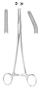Phaneuf svorka na hysterektomii zahnutá; 1×2 zuby; 21,5 cm
