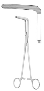 Wertheim-Cullen svorka na hysterektomii; 21,5 cm